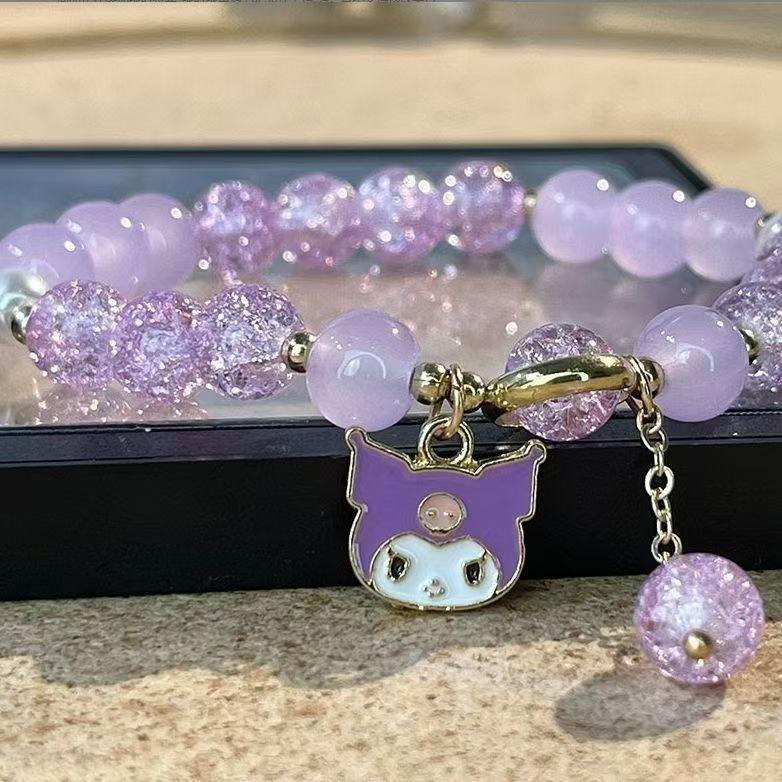 Sanrio Kuromi Melody Детский бусинный браслет ручной работы Модный креативный ювелирный магазин Горячая игрушка Bagged