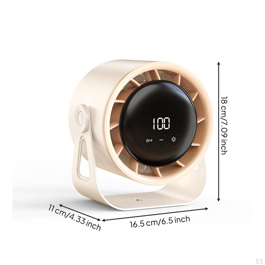 Desk Fan with Digital Display Compact Circulator Adjustable Angle Stand Modern for