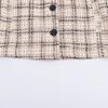Womens Plaid Short Cropped Blouse Loose Fit Casual Chic Top With Polo Collar Long Sleeve 2026