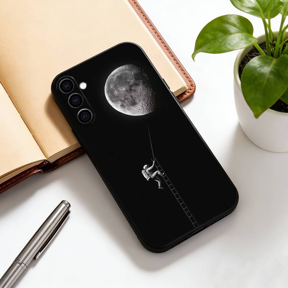 

moon Phone Case For Samsung Galaxy A73,A72,A71,A70,A53,A52,A51,Soft Silicone Black Cover Samsung a31