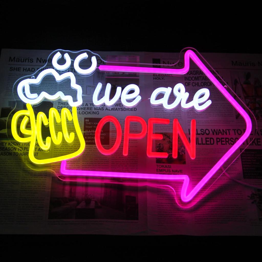 We Are Open Bar Neon Beer Open Wall Dimmable Bar Light Sign for Man Cave Pub Restaurant Tavern Hotel Business Shop Decor