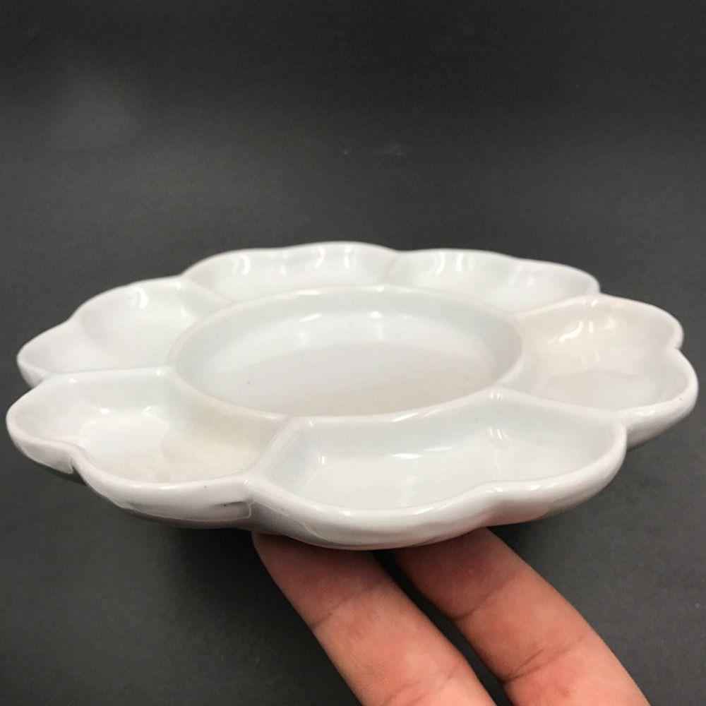 Porcelánová paleta 6/7 mřížek Keramická paleta na barvy Švestkový květ Paleta na barvy Podnos pro umělce