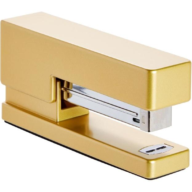 2 Piece Matte Gold Stapler and Tape Dispenser Set for Home Office Decor, Classroom Supplies, Desk Accessories for Dorm Room, Students, Teachers,