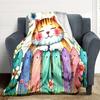 1pc Cat Garden Blanket, Lightweight Flannel Throw Blanket For Sofa, Bed, Travel098