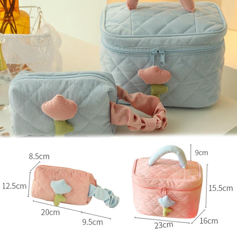 Women'S Tulip Flowers Pouch Large Capacity Travel Cosmetic Bag Zipper Bags Portable Storage Make Up Organizer