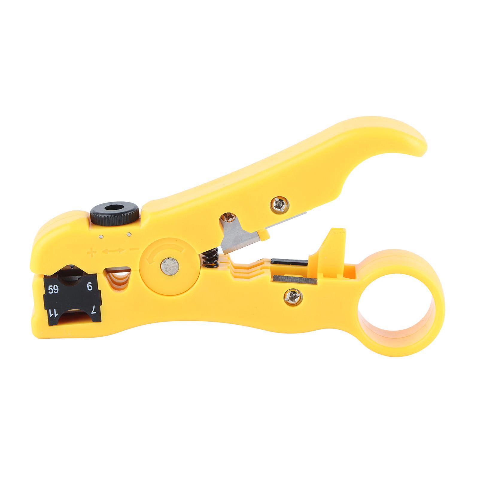 

Инструмент для снятия изоляции Стальное лезвие SK5 Корпус из АБС-пластика Портативный коаксиальный инструмент для снятия изоляции кабеля электрика Желтый