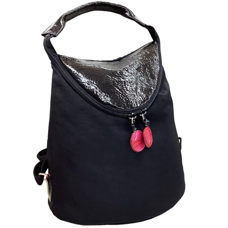 

[HARUBE] Kyoto Naniwaya 2 way mini rucksack nylon lightweight slim small size day bag The craftsman staining ladies # D2-243 M-Cube (black x red)