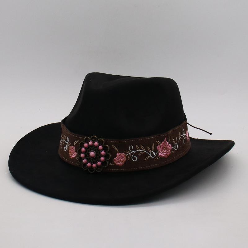 Европейская и американская новая продвинутая ковбойская шляпа с постепенным изменением цвета, креативная цилиндр, ремешок, декоративное перо, шерстяная шляпа, широкополая джазовая шляпа one size fits all [j peach cow]