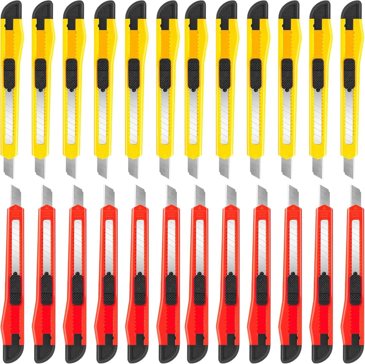 24 Канцелярский нож (Резак с широким лезвием 9 мм) Многоцелевой нож-резак, выдвижной, компактный размер для длительного использования, для рукоделия