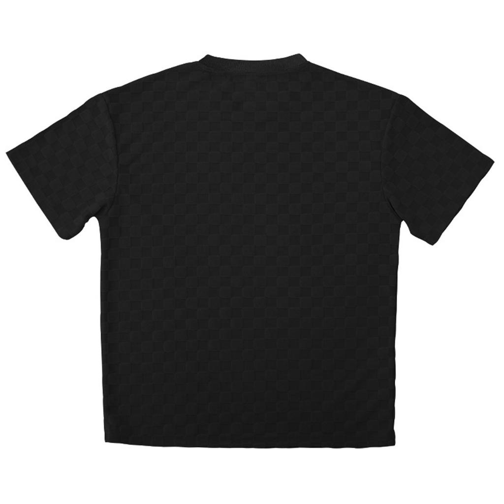 Men's Summer Heavy Checkerboard Men's Short-sleeved T-shirt Loose Drop Shoulder Round Neck Casual T-shirt Men
