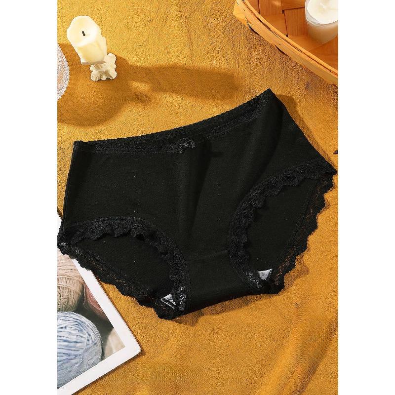 

Lace Edged Sweet and Sexy Panties with A Mid Waist and Cotton Crotch Light Luxury and Breathable Women’s Panties M чорний