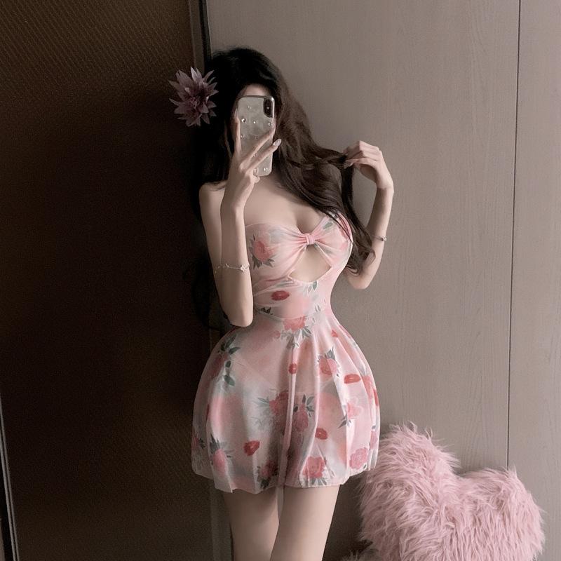 2026 Pure Desire Floral Backless Sleep Dress - Sexy, Cute, and Tempting