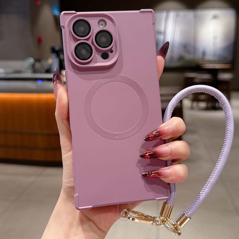 Für Magsafe Handyhülle Leder Handgelenkschlaufe Lanyard Für iPhone 16 15 14 13 Pro Max Magnetisches Kabelloses Laden Stoßfest Weiche Hülle