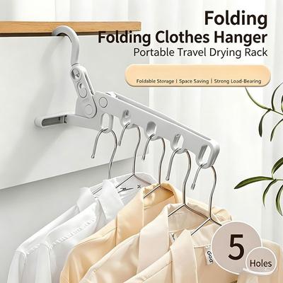 New Hotels Foldable Clothes Drying Rack Five-hole Multi-function Clothes Hook Angle Adjustable Clothes Hanger Travel