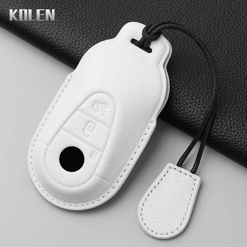 Genuine Genuine Leather Auto Key Fob Cover Case Housing Fit For Mercedes Benz C E S Class Glc W206 W223 W214 E300 C260 C300 S450 S500 Auto