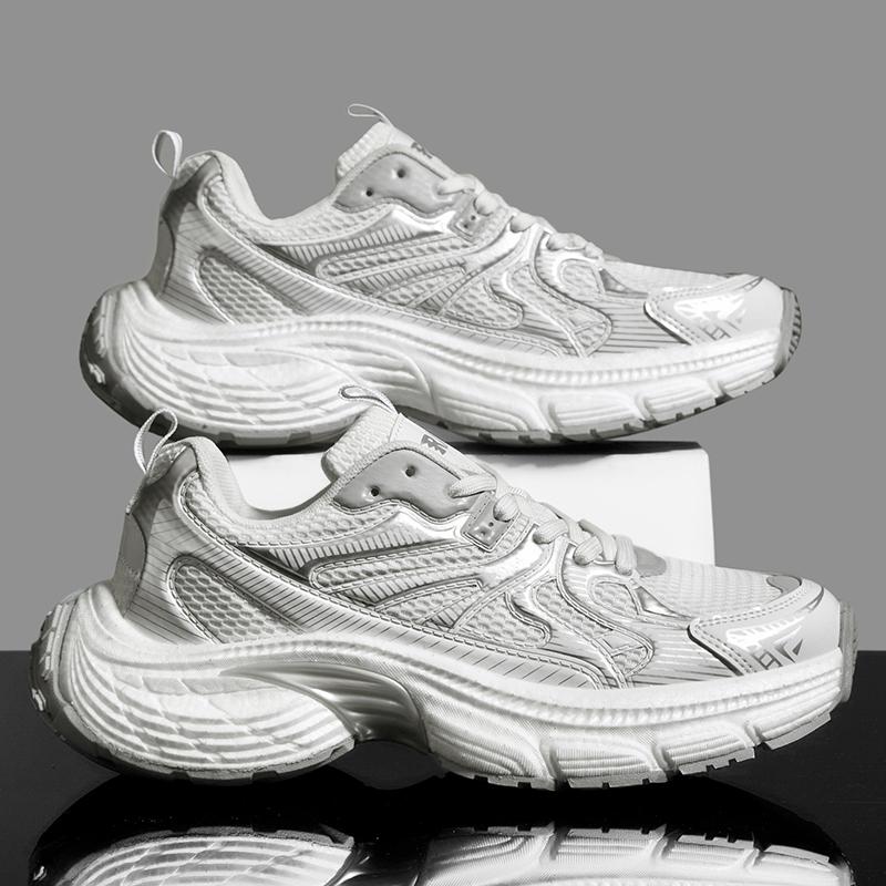 

2025 Новые мужские кроссовки для бега, дышащая сетка, легкие амортизированные спортивные кроссовки для бега, тренировок в спортзале, на платформе 45 белый