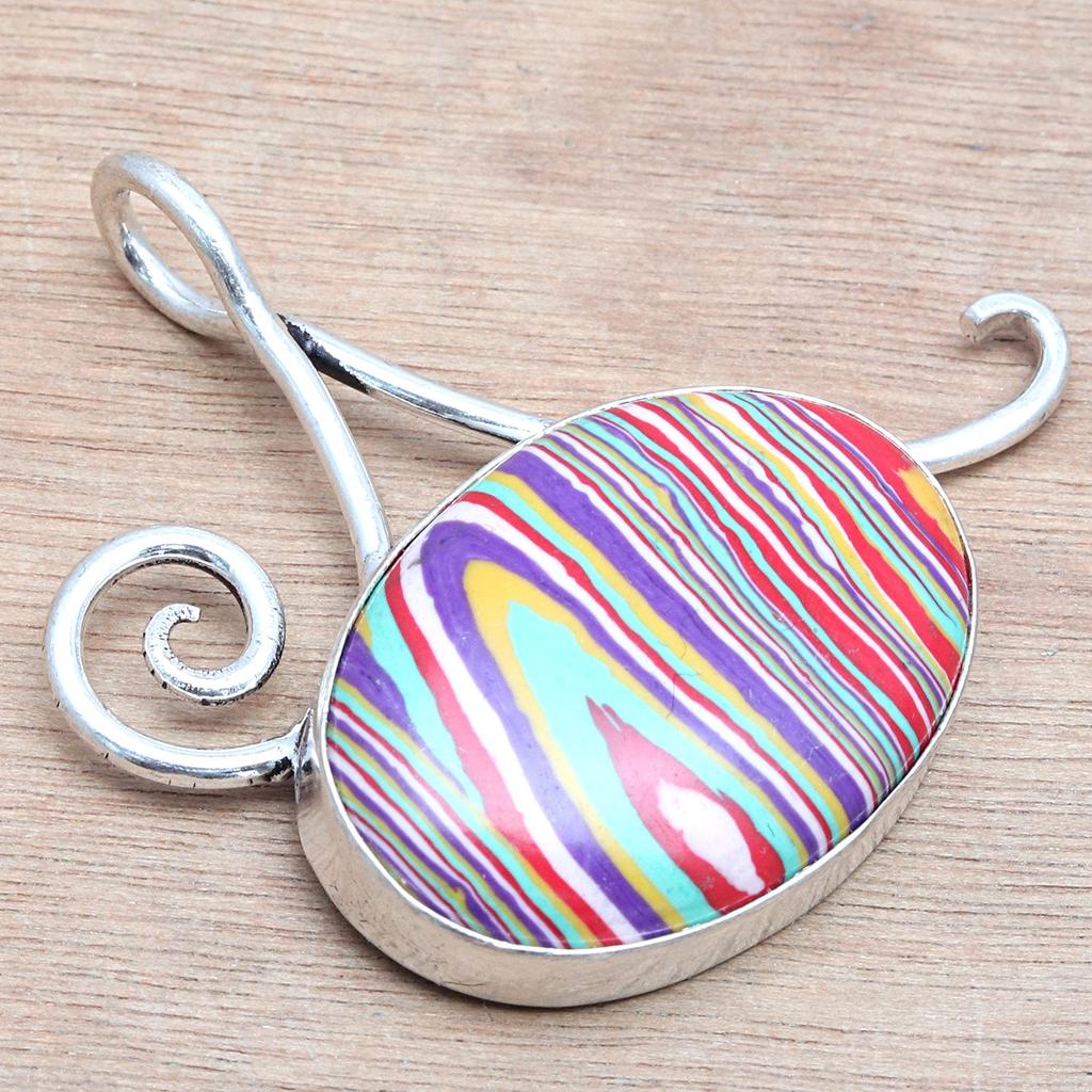Blue Turquoise Gemstone Handmade Women's Unisex Silver Jewelry Pendant 1.25