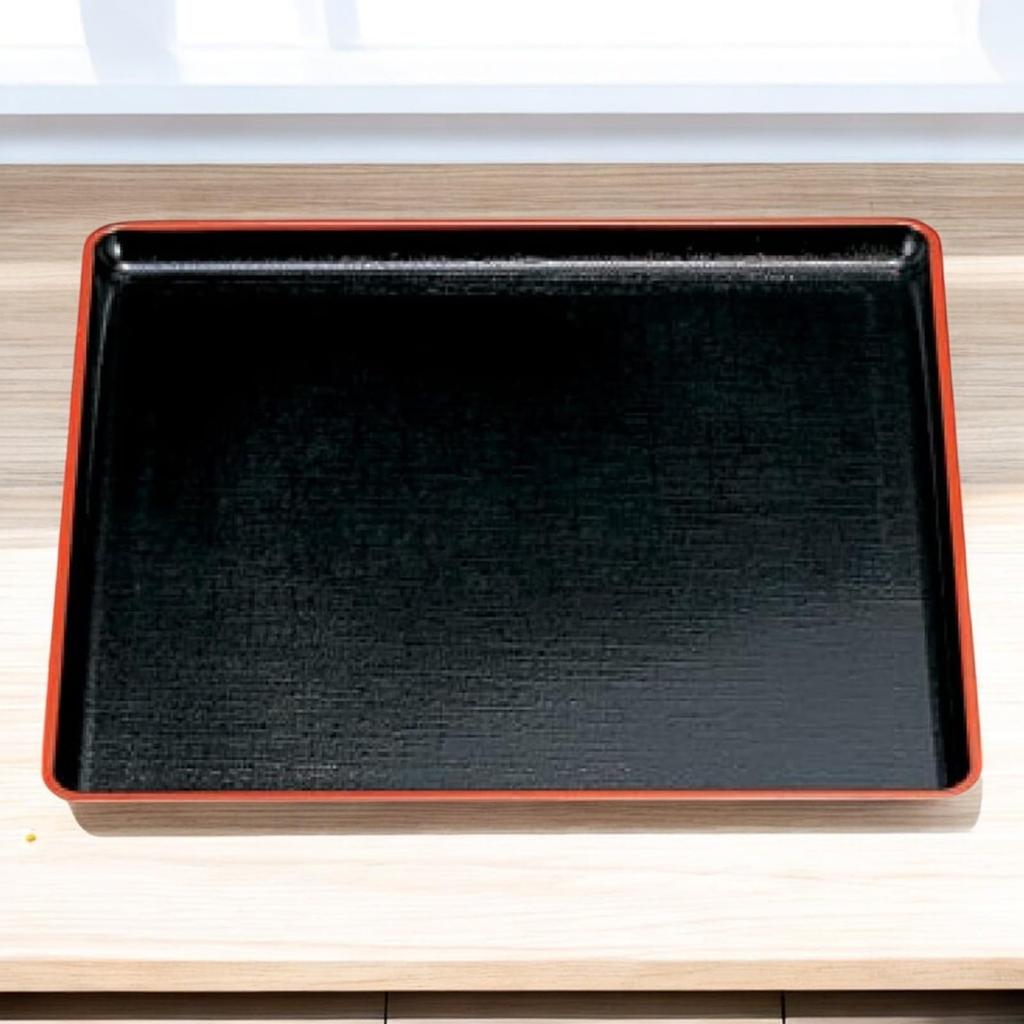 35cm Kasuri Square Tray In Black and Lacquerware Made In Japan J-kitchens (Tray) Red, (ABS Resin),