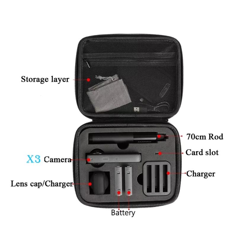 Shockproof Storage Bag for One X3 Action Camera Storage & Protector Hard Shells Handbag Large Capacity Pouch Accessories