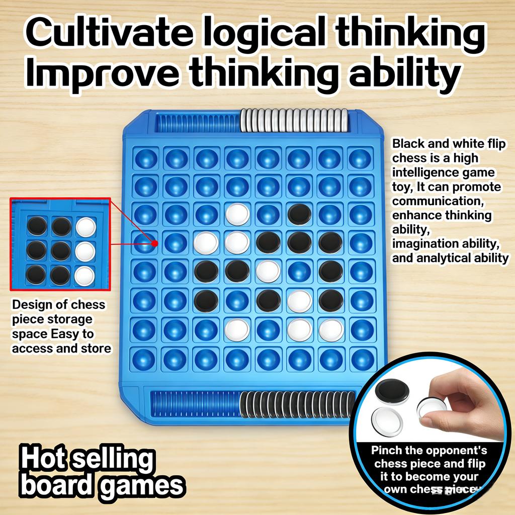 Dual-Side Flip Board Strategy Tabletop Game Logical Thinking Brain Teaser Educational Toy For 2 Players Parent-Child Interactive
