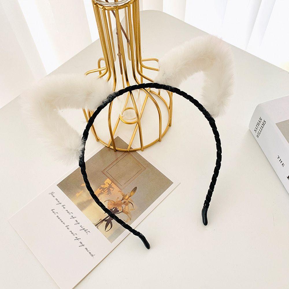 

Hair Hoop Birthday Party Cat Ears Women accessories Make up Korea Style Headband Plush Hair Band білий