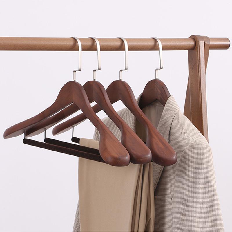 1/2pcs Wide Shoulder Wooden Hangers,Suit Hangers with Non Slip Pants Bar for Closet,Solid Wood Coat Hangers for Dress Jacket