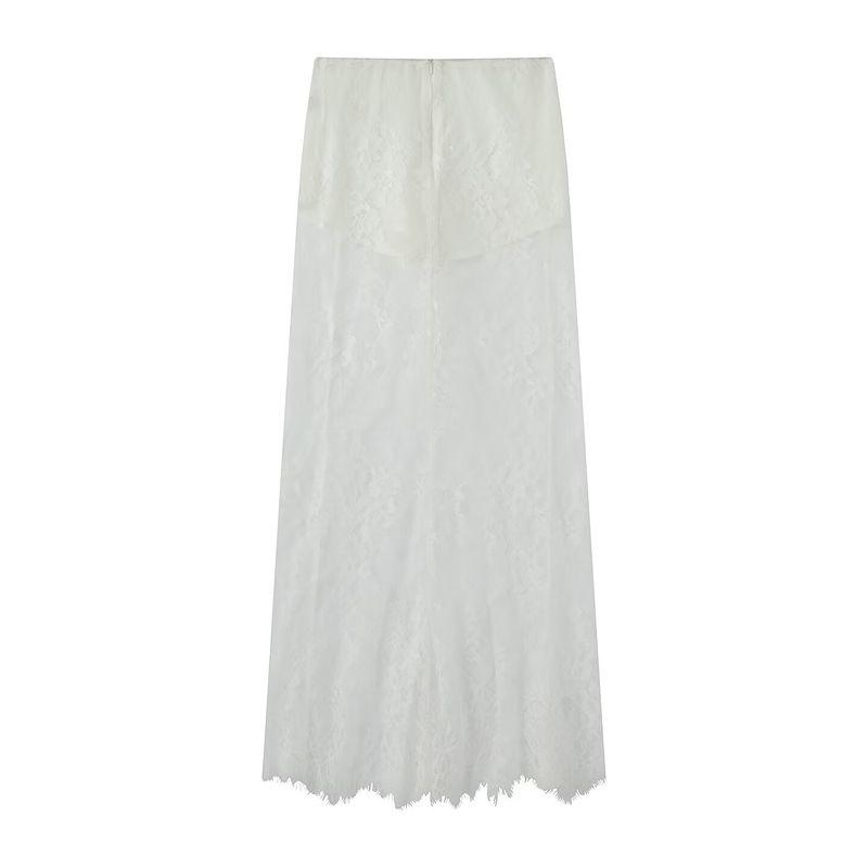 

Kaslead New Arrival Women s Clothing Fashion Style Fashion Waist-Controlled Tube Top Vest High Waist Lace Long Dress Suit White Skirt M