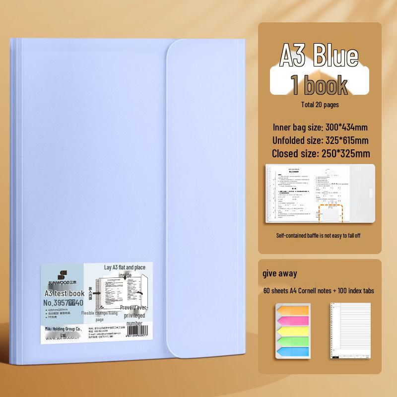 Large Capacity Test Paper Storage Bag with Transparent Insert Pages for Students
