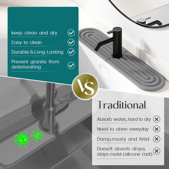 Podložka pod baterii Ochrana proti stříkající vodě na dřez Rychleschnoucí podložka pod kuchyňskou baterii Odvodňovací podložka Vodoabsorpční kamenný tác na koupelnovou desku