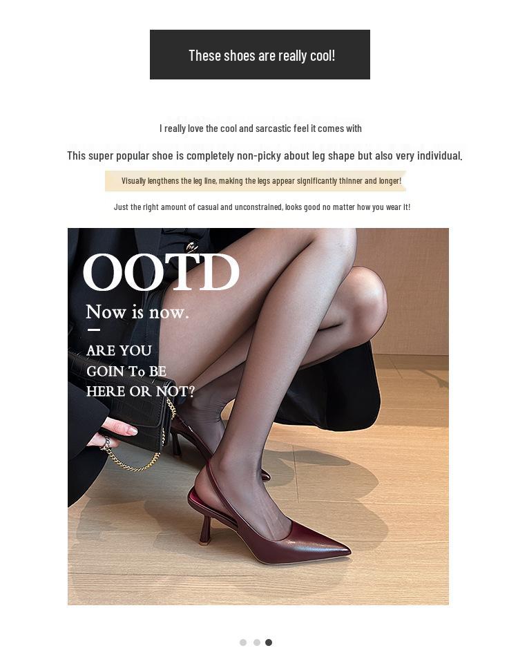 Red Pointed Toe Backless Stiletto Flats - Spring European American Style Fashion for Women