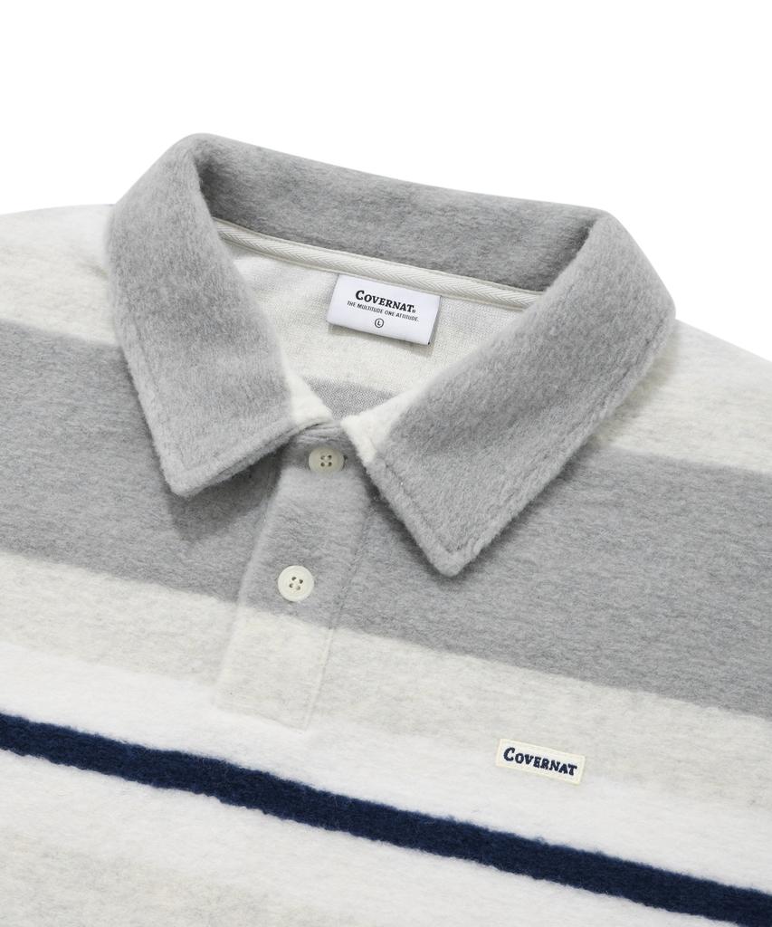 COVERNAT Striped Collar Knit Gray
