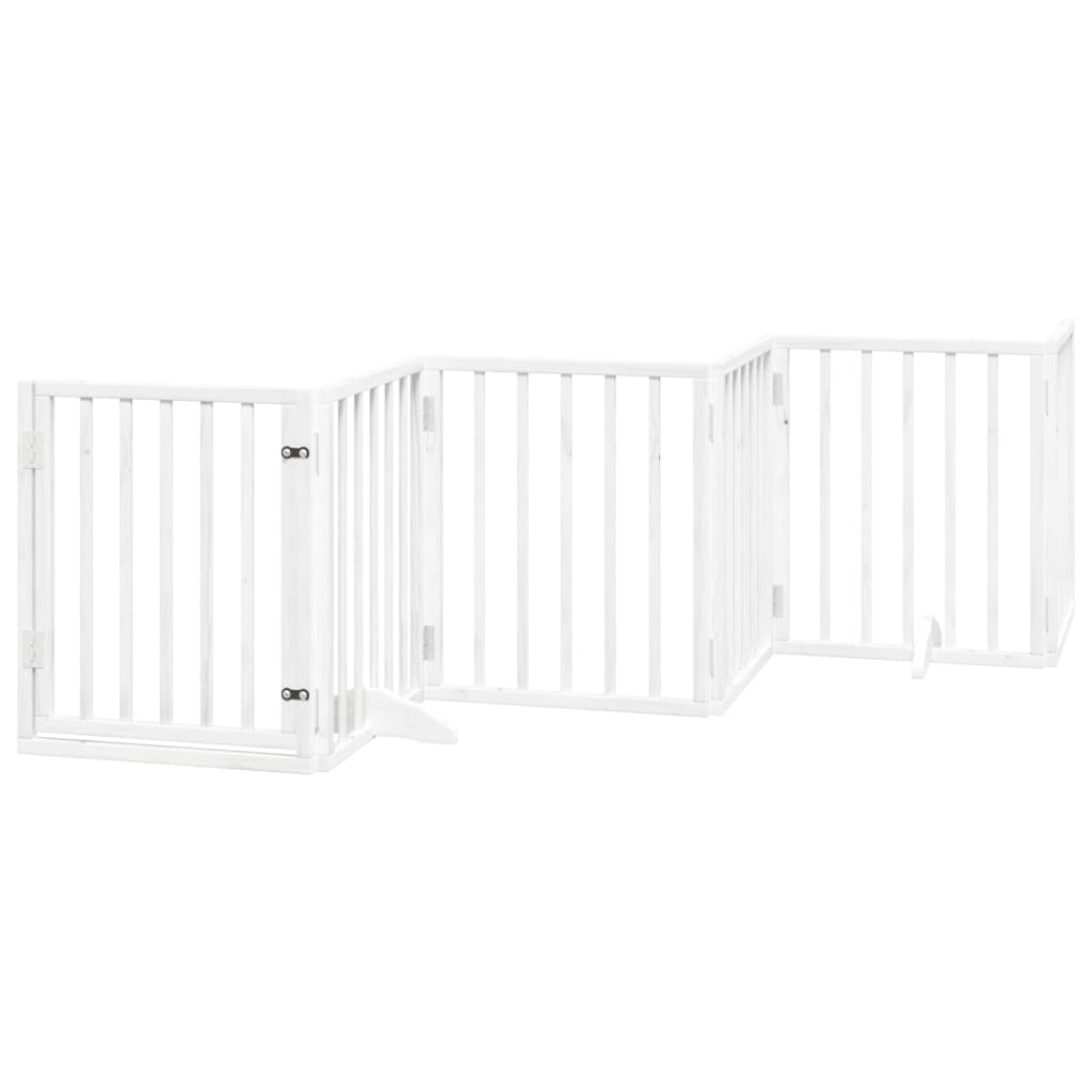 6 Piece Foldable White Dog Gate 300 cm Poplar Wood