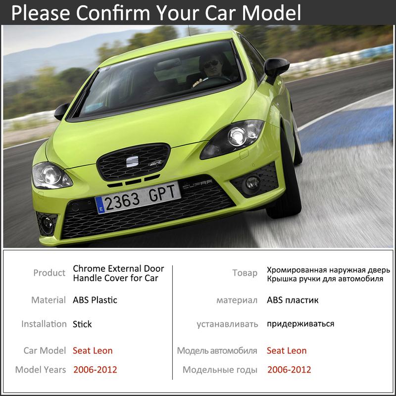 Chrome Car Door Handle Cover for Seat Leon 1P FR FR+ Cupra MK2 2006~2012 Trim Set Exterior Accessories 2007 2008 2009 2010 2011