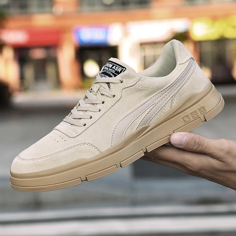 

Men s shoes 2025 summer new fashion teenagers daily thick baseplate shoes waterproof leather surface design sense casual trendy shoes 44 песочный