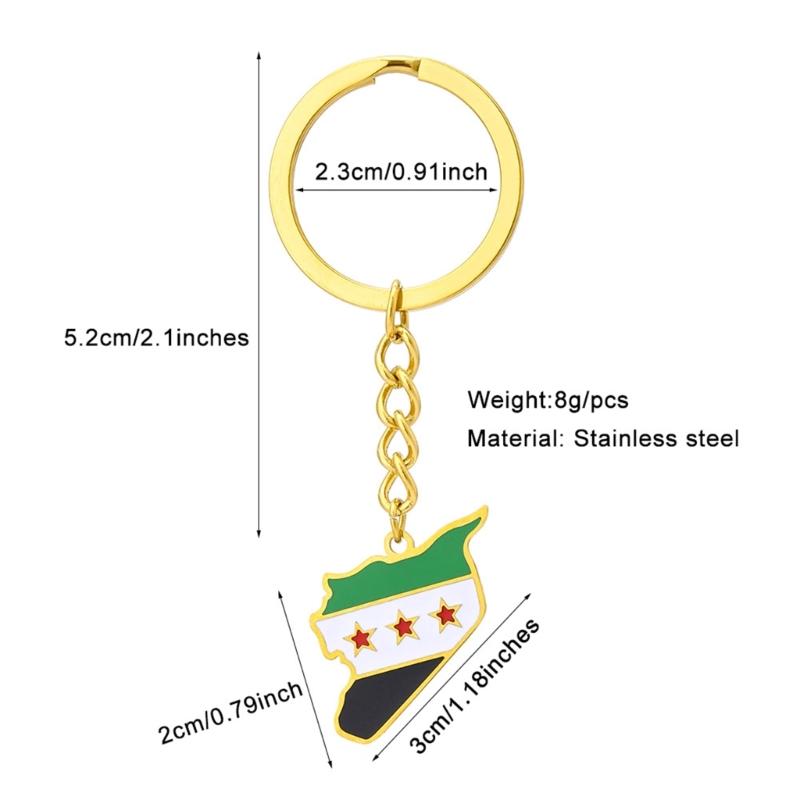Edelstahl Kartenflagge Anhänger Schlüsselanhänger Goldrand Einzigartiger Kultureller Schlüsselanhänger