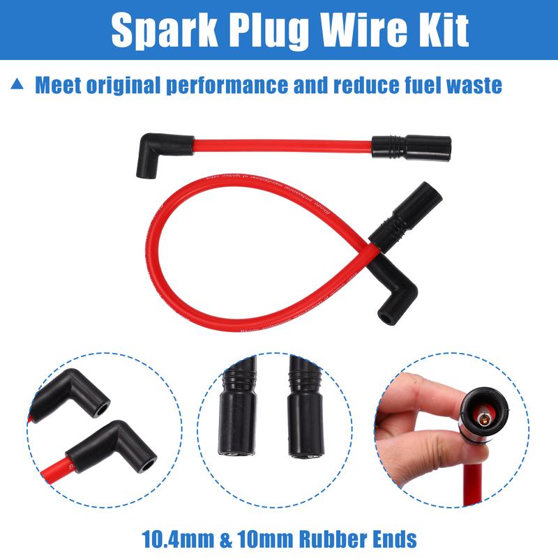X Autohaux 2 PCS 10.4mm 10mm Motorcycle Spark Plug Wire For Harley-davidson Softail Dyna FXD 1999-2017 Motorcycle Accessories