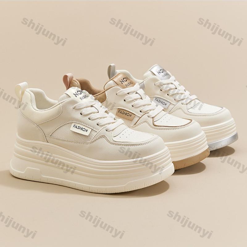 Women's Platform Casual Shoes Autumn Mesh Breathable Comfortable Flats Fashion Lace Up Height Increase Non Slip Vulcanized Shoes