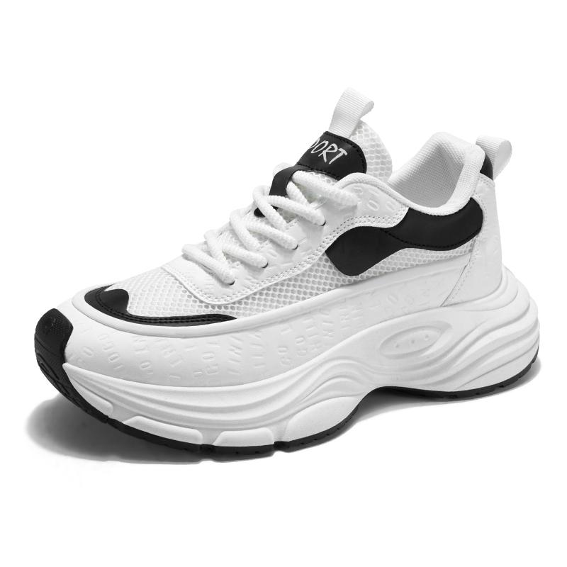 

Thick-soled men s casual sports shoes 2025 New mesh lace-up breathable loafers Men s fashionable walking shoes 44