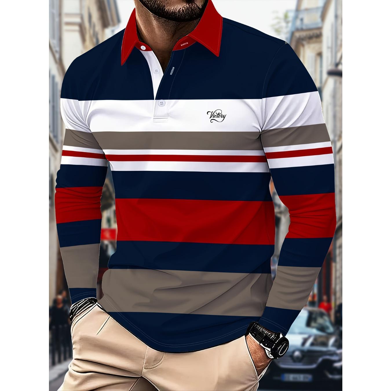 The new men s POLO shirt for Spring and Autumn 2025 skin-friendly casual and fashionable with striped prints S