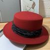 Retro Polka Dot Flat Top Hat Women's Autumn and Winter High-quality Thousand Gold Wind Imitation Wool Top Hat Shows a Small and Elegant Thermal Hat