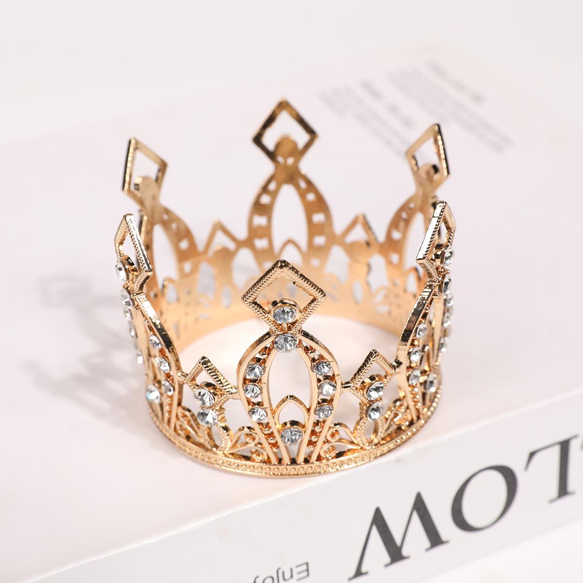 Metal Alloy Crown, Imitation Crystal Diamond-Encrusted Headpiece, Textured Hollow Bridal Hair Crown, Birthday Party Princess Crown Size fits all шампанского