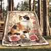 1pc Cat Portrait Outdoor Flannel Blanket Soft All Season Polyester Throw , Perfect for Picnics & Travel , Picnic Accessory