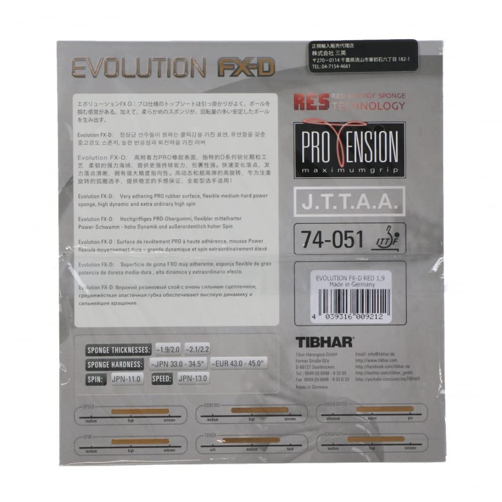 TIBHAR Bordtennisgummi Evolution 109CM Svart (Myk rygg) FX-D