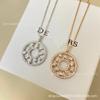 Elegant Double Circle Hollow Diamond Necklace - High-End Light Luxury Clavicle Chain, Colorfast Design