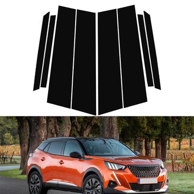 8pcs Car Door Window Column BC Pillar Post Cover Trim PC Material Sticker Fit For Peugeot 2008 2020-2022