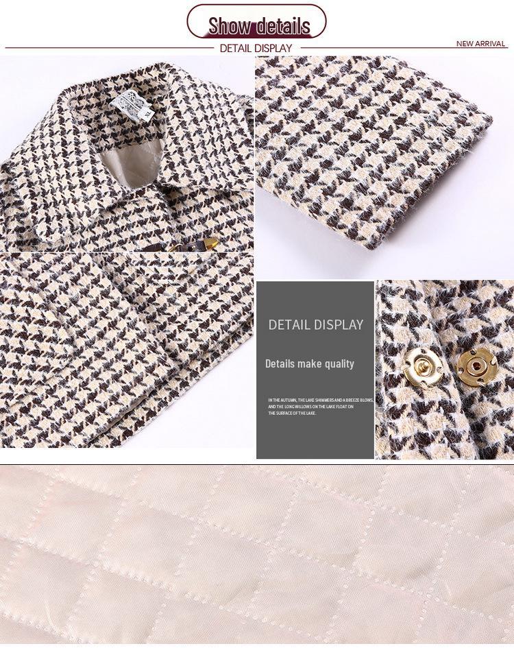 2025 Fashionable Plaid Woolen Jacket for Women, Perfect for Middle-Aged Moms and Seniors