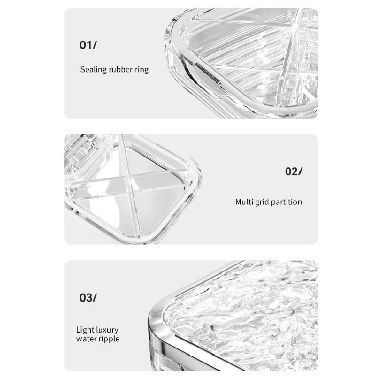 Portable Medication Box with Removable Divider Leak Proof Water Ripples Pills Organizer Medicine Storage Case