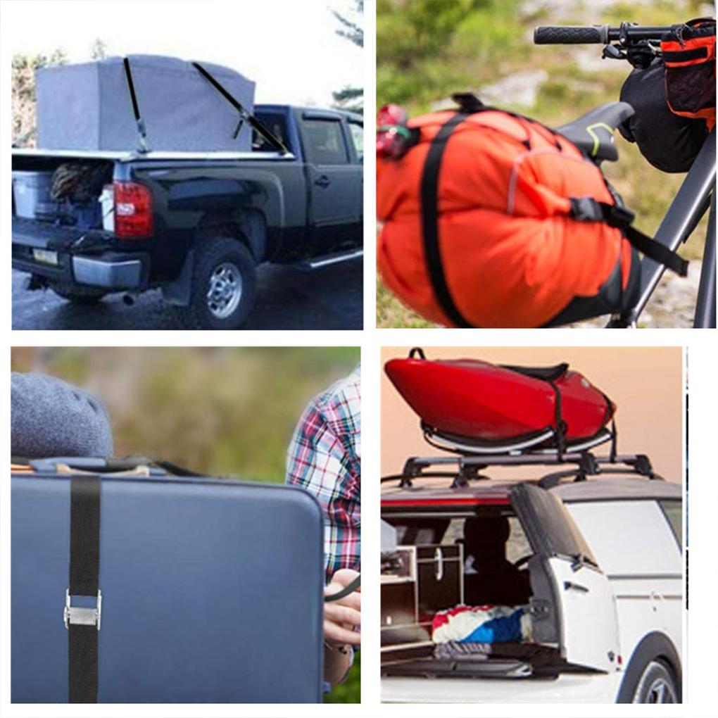 4 Pieces Luggage Snaps-on Buckle Roof Tie Down Tidying Fastener Strap Lashing Binding Ratchet Belt Outdoor Travelling