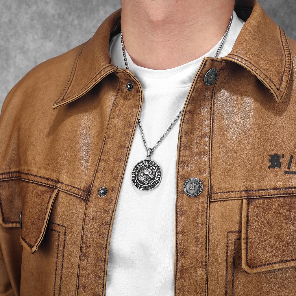 Runové Vikingové Vlk Amulety Pánské Náhrdelníky Nerezová Ocel Přívěsek Řetízek Dámské Punková Módní Šperky Nové Doplňky Dárky