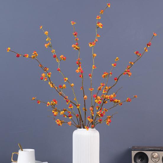 Künstlicher Kaki-Zweig Realistischer Herbst Falscher Zweigstiel mit Blättern und Kaki